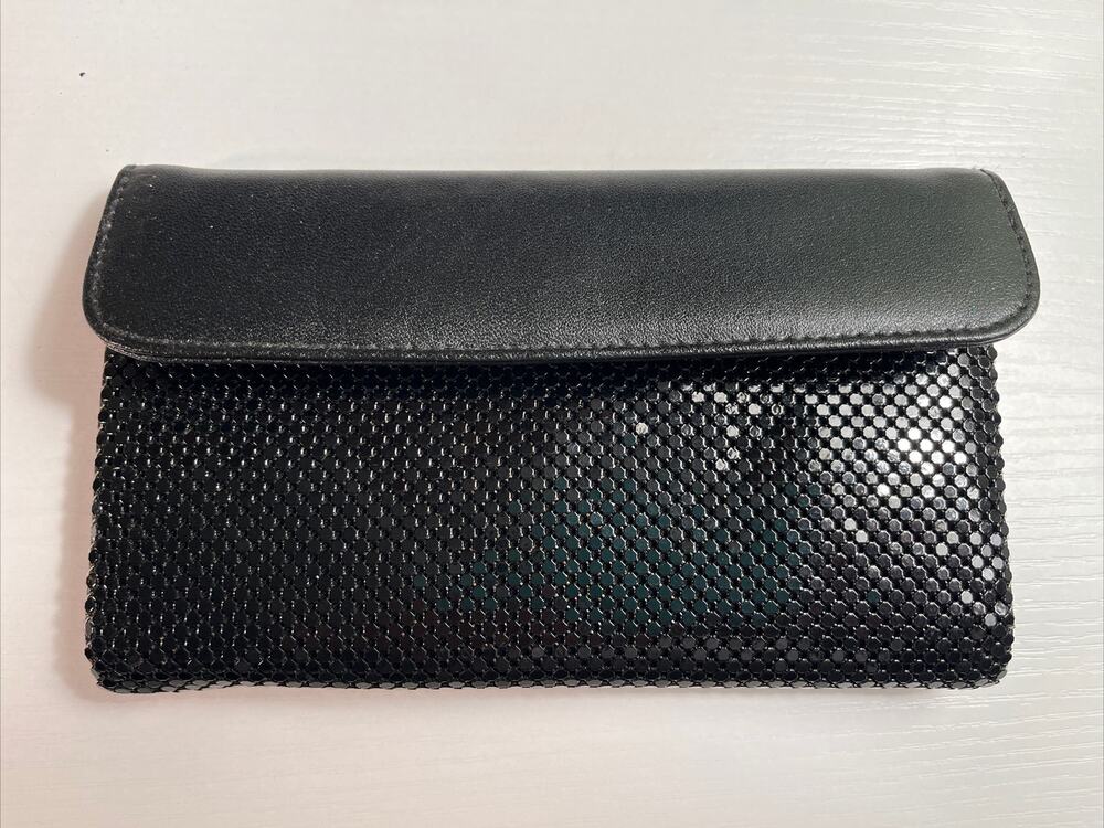 Vintage Whiting and Davis Black Mesh Clutch Wallet Formal Evening Bag